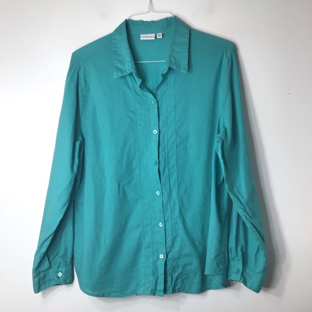 Kim Rogers Teal Long Sleeve Button-Up Shirt
